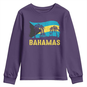 Bahamas Flag Youth Sweatshirt Tropical Island Palm Trees Bahamian Gifts TS10 Purple Print Your Wear