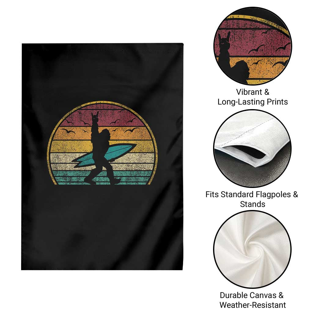 Vintage Bigfoot Surfing Garden Flag Sasquatch Beach Vacation Retro Surf Sun Shaka TS10 Print Your Wear