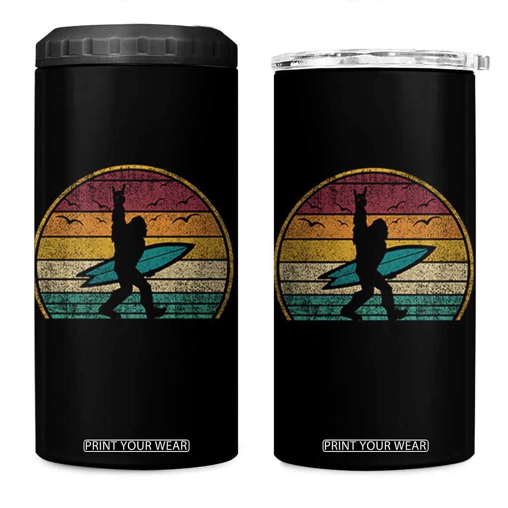Vintage Bigfoot Surfing 4 in 1 Can Cooler Tumbler Sasquatch Beach Vacation Retro Surf Sun Shaka TS10 One Size: 16 oz Black Print Your Wear