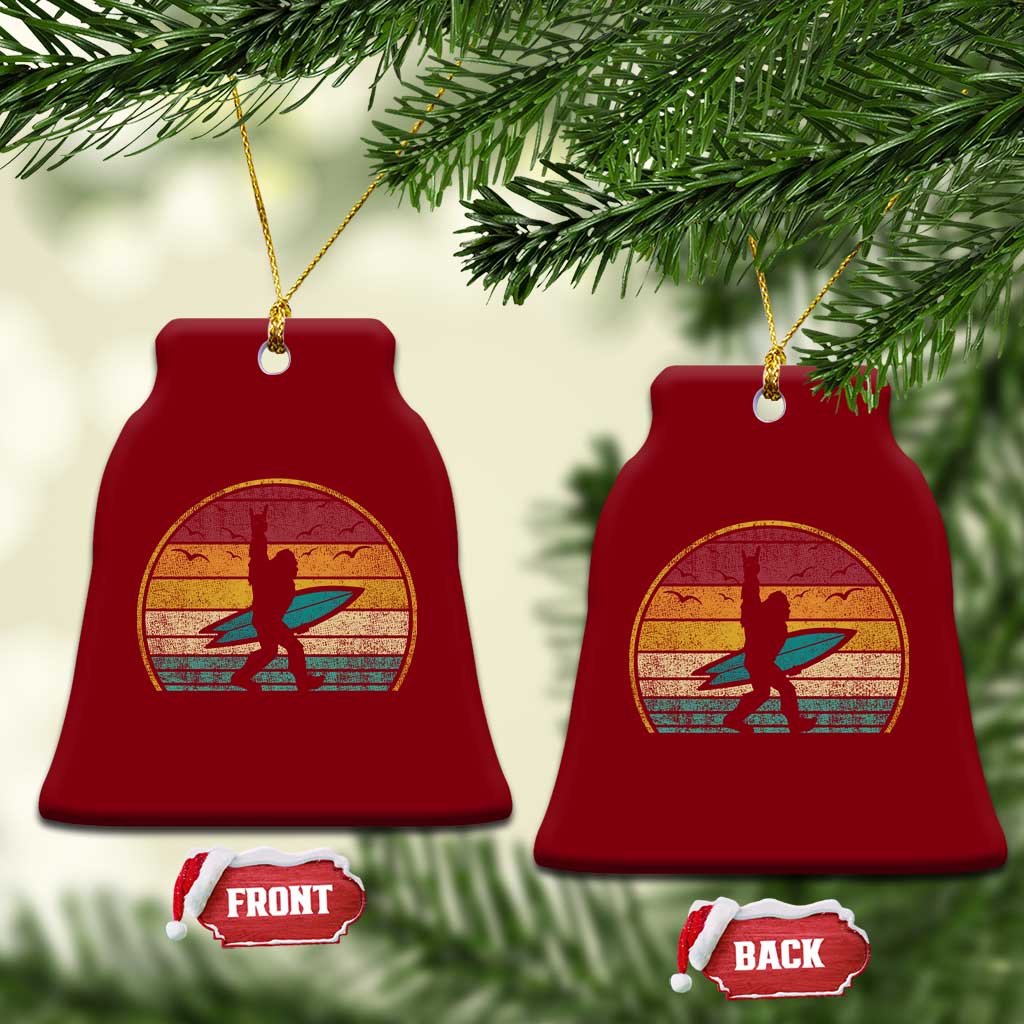 Vintage Bigfoot Surfing Ceramic Ornament Sasquatch Beach Vacation Retro Surf Sun Shaka TS10 Print Your Wear