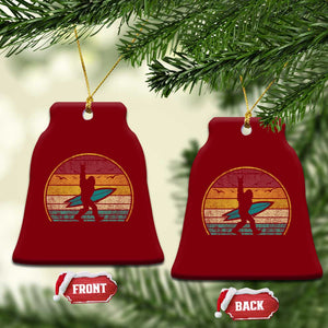 Vintage Bigfoot Surfing Ceramic Ornament Sasquatch Beach Vacation Retro Surf Sun Shaka TS10 Print Your Wear