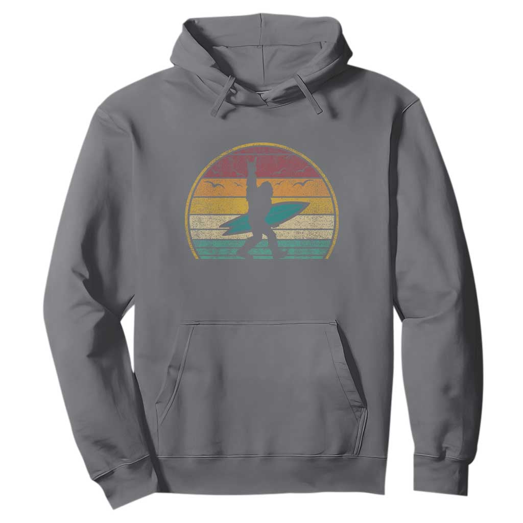 Vintage Bigfoot Surfing Hoodie Sasquatch Beach Vacation Retro Surf Sun Shaka TS10 Charcoal Print Your Wear