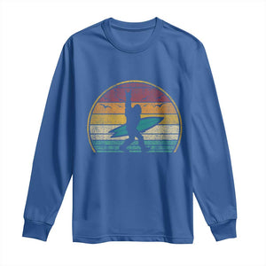 Vintage Bigfoot Surfing Long Sleeve Shirt Sasquatch Beach Vacation Retro Surf Sun Shaka TS10 Royal Blue Print Your Wear