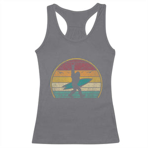 Vintage Bigfoot Surfing Racerback Tank Top Sasquatch Beach Vacation Retro Surf Sun Shaka TS10 Charcoal Print Your Wear