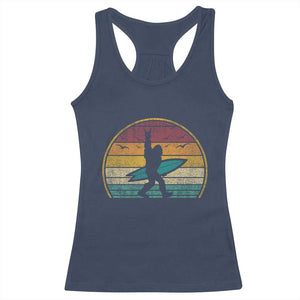 Vintage Bigfoot Surfing Racerback Tank Top Sasquatch Beach Vacation Retro Surf Sun Shaka TS10 Navy Print Your Wear