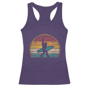 Vintage Bigfoot Surfing Racerback Tank Top Sasquatch Beach Vacation Retro Surf Sun Shaka TS10 Purple Print Your Wear