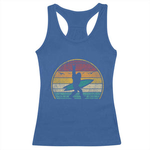 Vintage Bigfoot Surfing Racerback Tank Top Sasquatch Beach Vacation Retro Surf Sun Shaka TS10 Royal Blue Print Your Wear