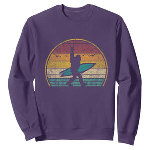 Vintage Bigfoot Surfing Sweatshirt Sasquatch Beach Vacation Retro Surf Sun Shaka TS10 Purple Print Your Wear