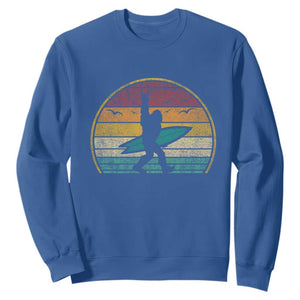 Vintage Bigfoot Surfing Sweatshirt Sasquatch Beach Vacation Retro Surf Sun Shaka TS10 Royal Blue Print Your Wear