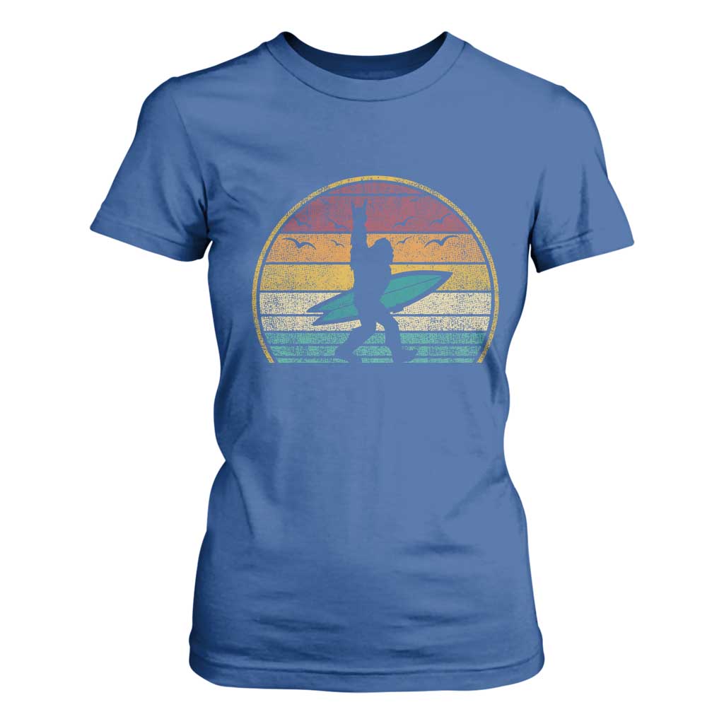 Vintage Bigfoot Surfing T Shirt For Women Sasquatch Beach Vacation Retro Surf Sun Shaka TS10 Royal Blue Print Your Wear