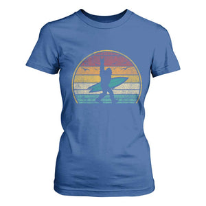 Vintage Bigfoot Surfing T Shirt For Women Sasquatch Beach Vacation Retro Surf Sun Shaka TS10 Royal Blue Print Your Wear