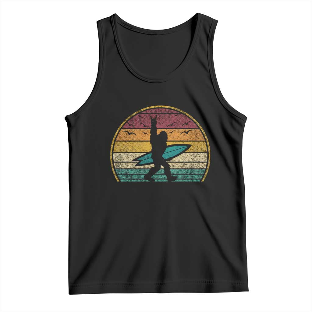 Vintage Bigfoot Surfing Tank Top Sasquatch Beach Vacation Retro Surf Sun Shaka TS10 Black Print Your Wear