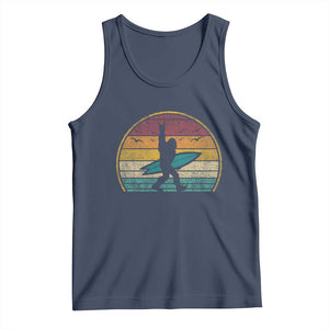 Vintage Bigfoot Surfing Tank Top Sasquatch Beach Vacation Retro Surf Sun Shaka TS10 Navy Print Your Wear