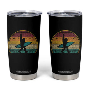 Vintage Bigfoot Surfing Tumbler Cup Sasquatch Beach Vacation Retro Surf Sun Shaka TS10 Black Print Your Wear
