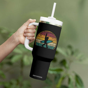 Vintage Bigfoot Surfing Tumbler With Handle Sasquatch Beach Vacation Retro Surf Sun Shaka TS10 Print Your Wear