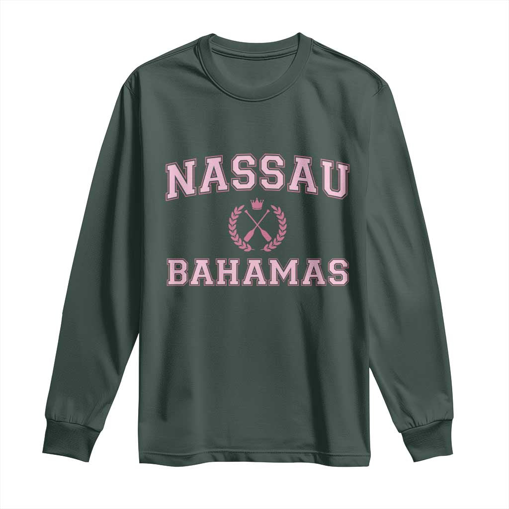 Nassau Souvenir Long Sleeve Shirt Bahamas Rowing Summer Vacation Girls Trip TS10 Dark Forest Green Print Your Wear