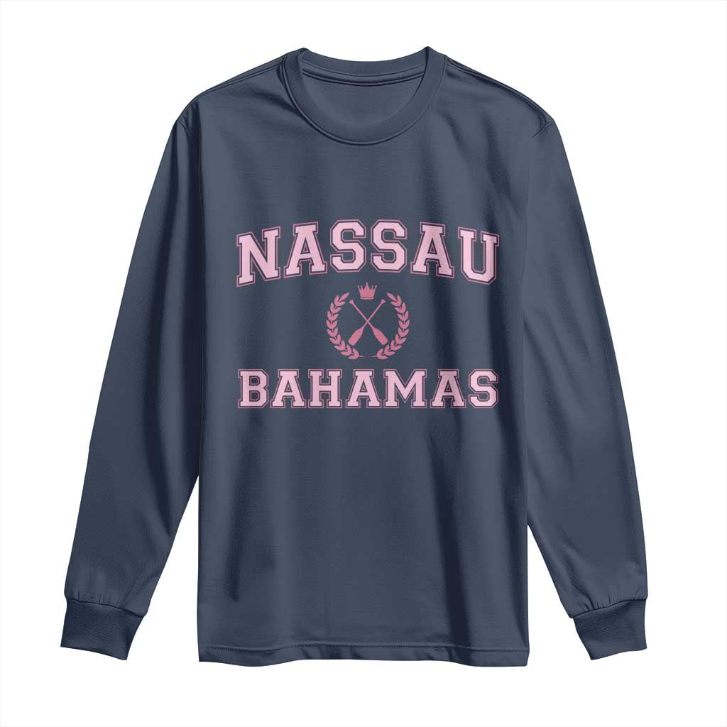Nassau Souvenir Long Sleeve Shirt Bahamas Rowing Summer Vacation Girls Trip TS10 Navy Print Your Wear