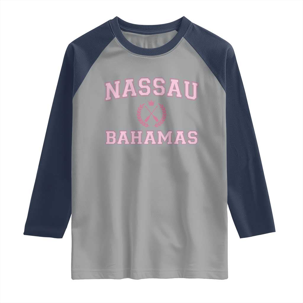 Nassau Souvenir Raglan Shirt Bahamas Rowing Summer Vacation Girls Trip TS10 Sport Gray Navy Print Your Wear