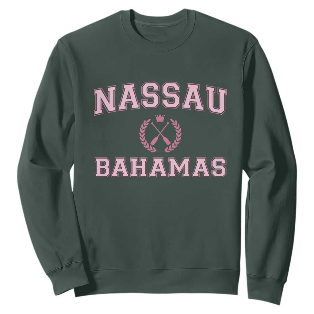 Nassau Souvenir Sweatshirt Bahamas Rowing Summer Vacation Girls Trip TS10 Dark Forest Green Print Your Wear