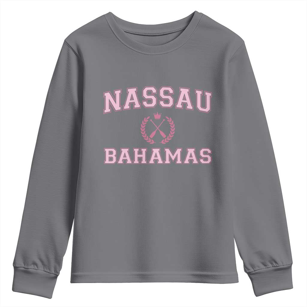 Nassau Souvenir Youth Sweatshirt Bahamas Rowing Summer Vacation Girls Trip TS10 Charcoal Print Your Wear
