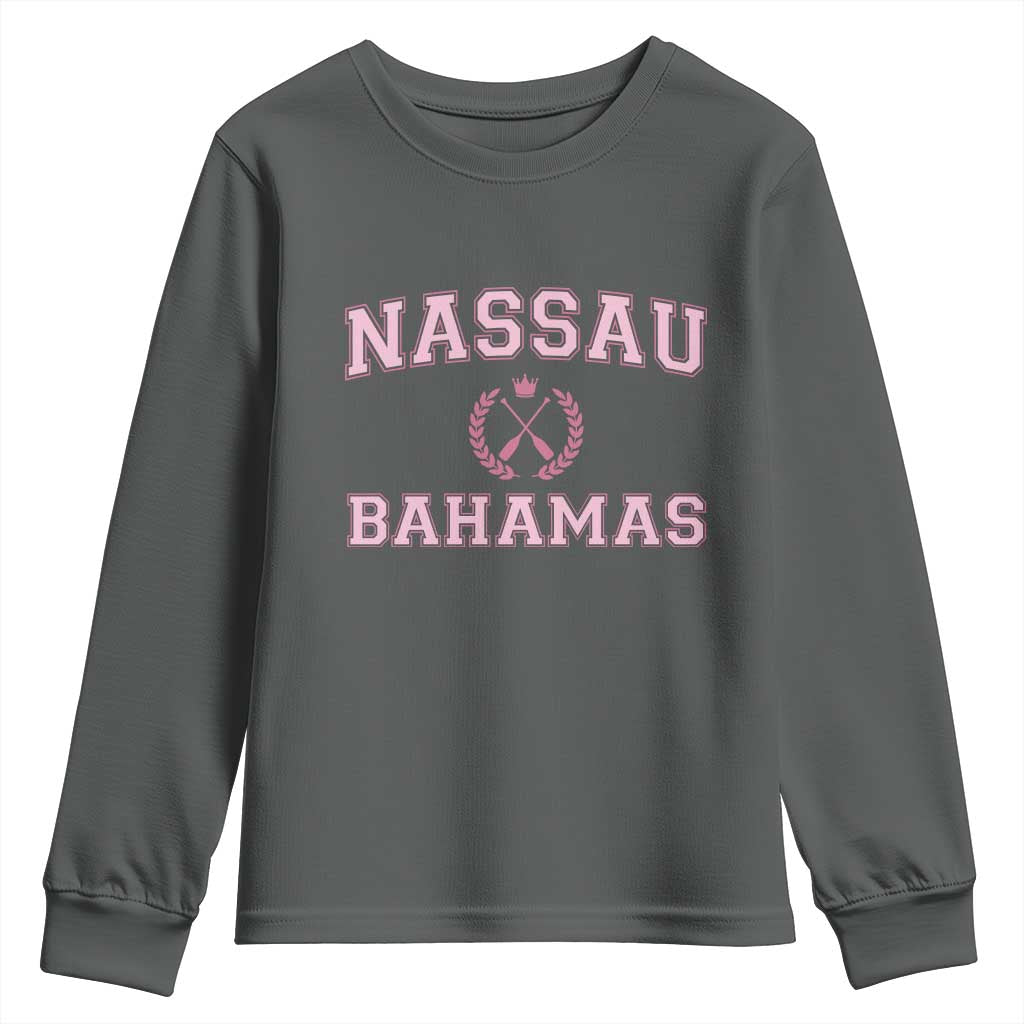 Nassau Souvenir Youth Sweatshirt Bahamas Rowing Summer Vacation Girls Trip TS10 Dark Heather Print Your Wear