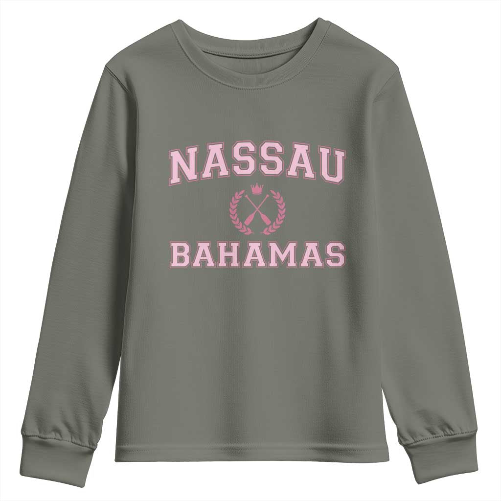 Nassau Souvenir Youth Sweatshirt Bahamas Rowing Summer Vacation Girls Trip TS10 Military Green Print Your Wear