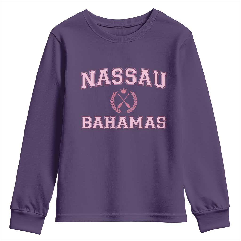 Nassau Souvenir Youth Sweatshirt Bahamas Rowing Summer Vacation Girls Trip TS10 Purple Print Your Wear