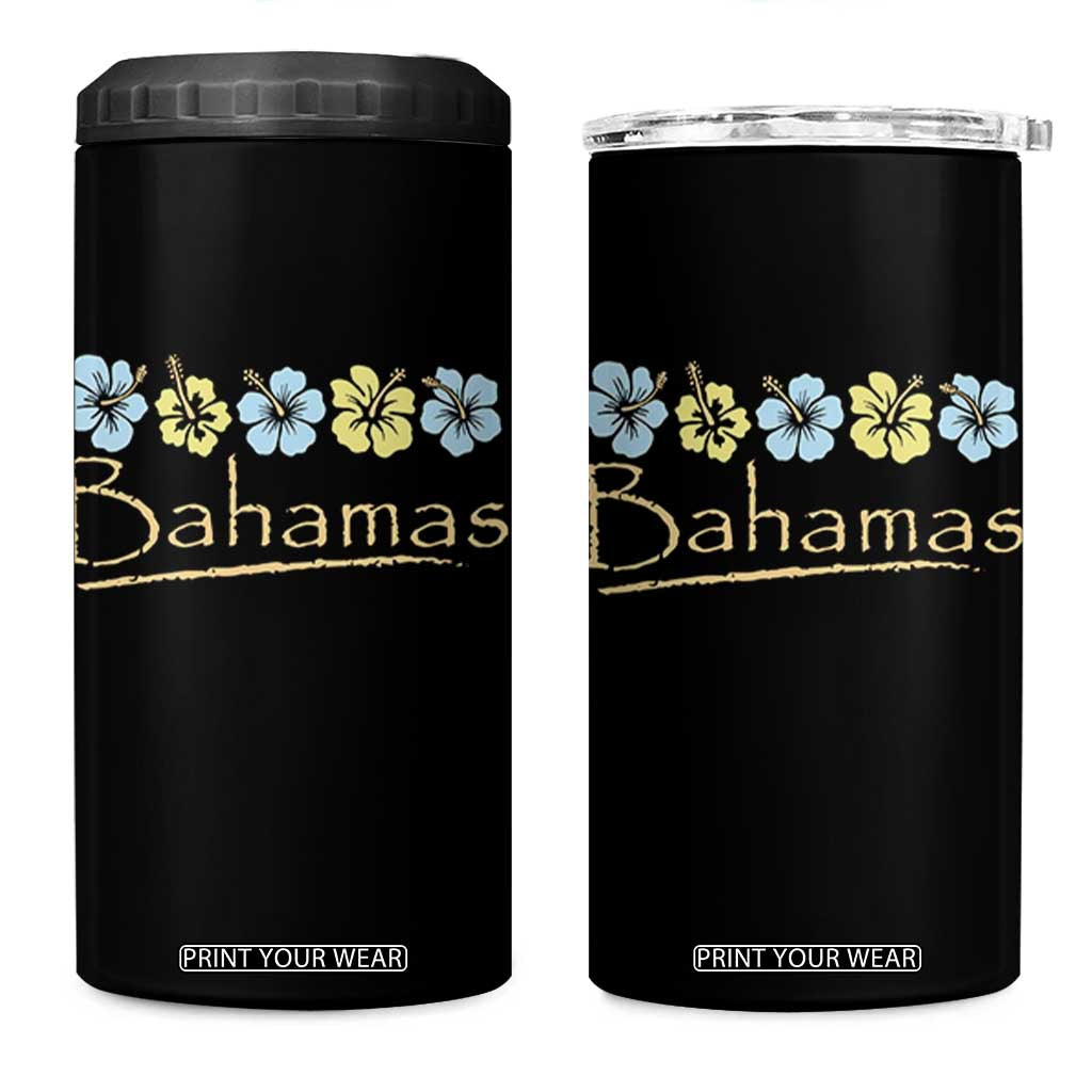 Bahamas 4 in 1 Can Cooler Tumbler Hibiscus Flower Summer Beachy Vacation TS10 One Size: 16 oz Black Print Your Wear