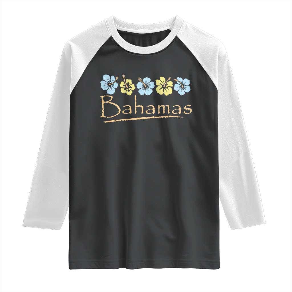 Bahamas Raglan Shirt Hibiscus Flower Summer Beachy Vacation TS10 Black White Print Your Wear