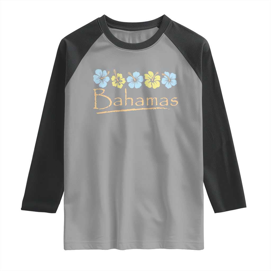 Bahamas Raglan Shirt Hibiscus Flower Summer Beachy Vacation TS10 Sport Gray Black Print Your Wear