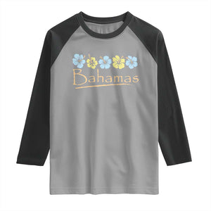 Bahamas Raglan Shirt Hibiscus Flower Summer Beachy Vacation TS10 Sport Gray Black Print Your Wear