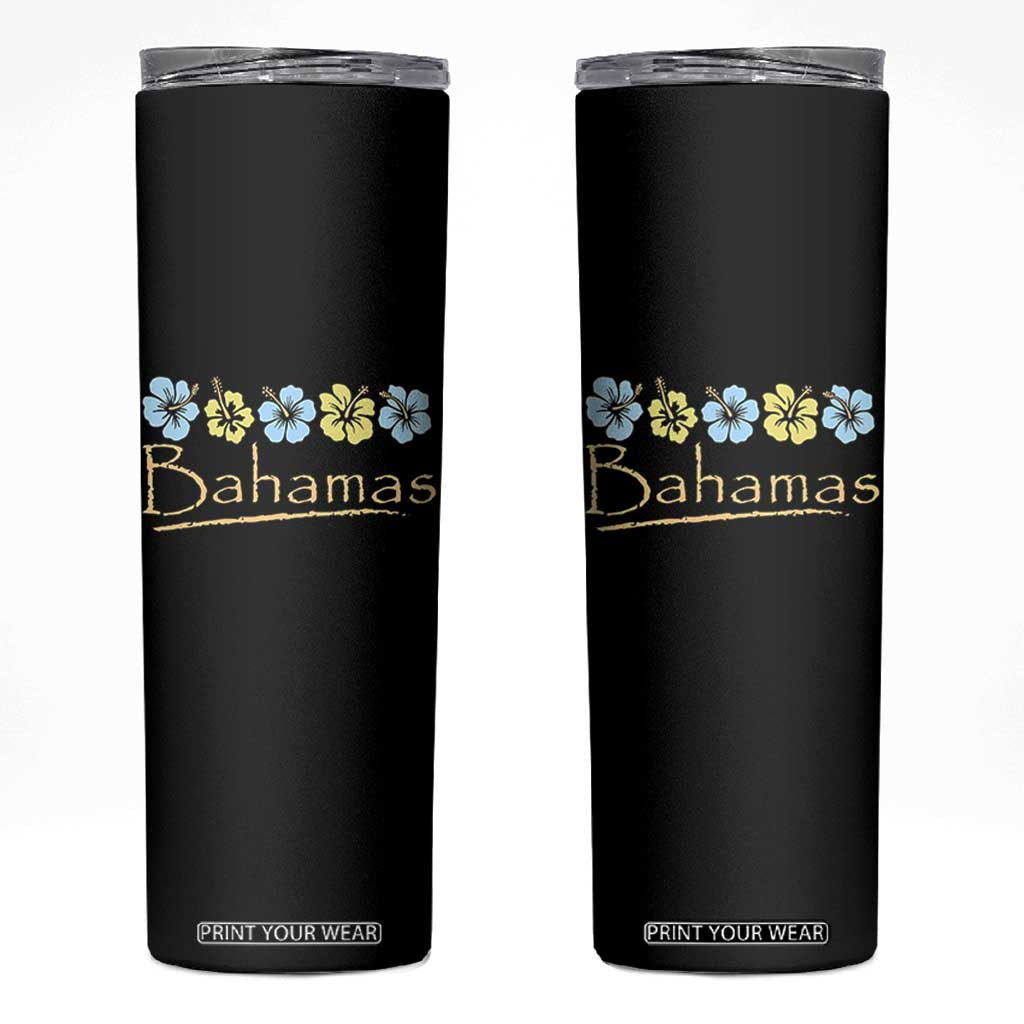 Bahamas Skinny Tumbler Hibiscus Flower Summer Beachy Vacation TS10 Black Print Your Wear