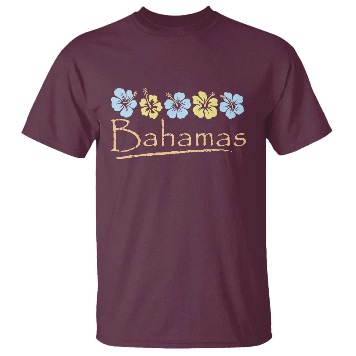 Bahamas T Shirt Hibiscus Flower Summer Beachy Vacation TS10 Maroon Print Your Wear