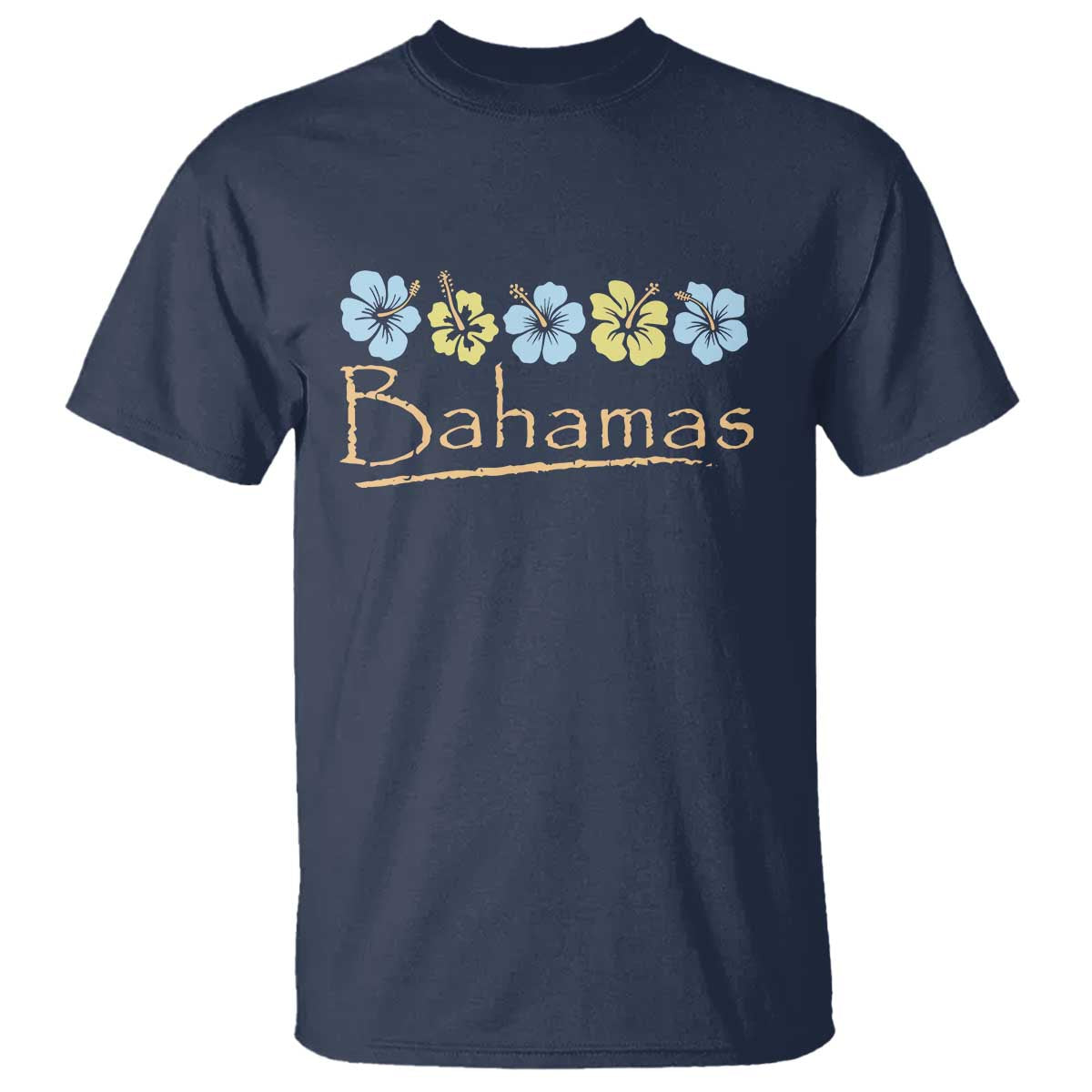 Bahamas T Shirt Hibiscus Flower Summer Beachy Vacation TS10 Navy Print Your Wear