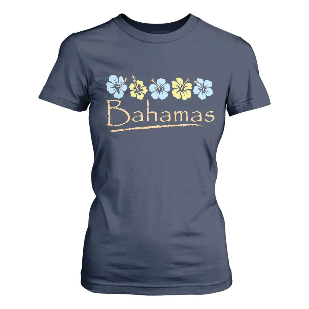 Bahamas T Shirt For Women Hibiscus Flower Summer Beachy Vacation TS10 Navy Print Your Wear