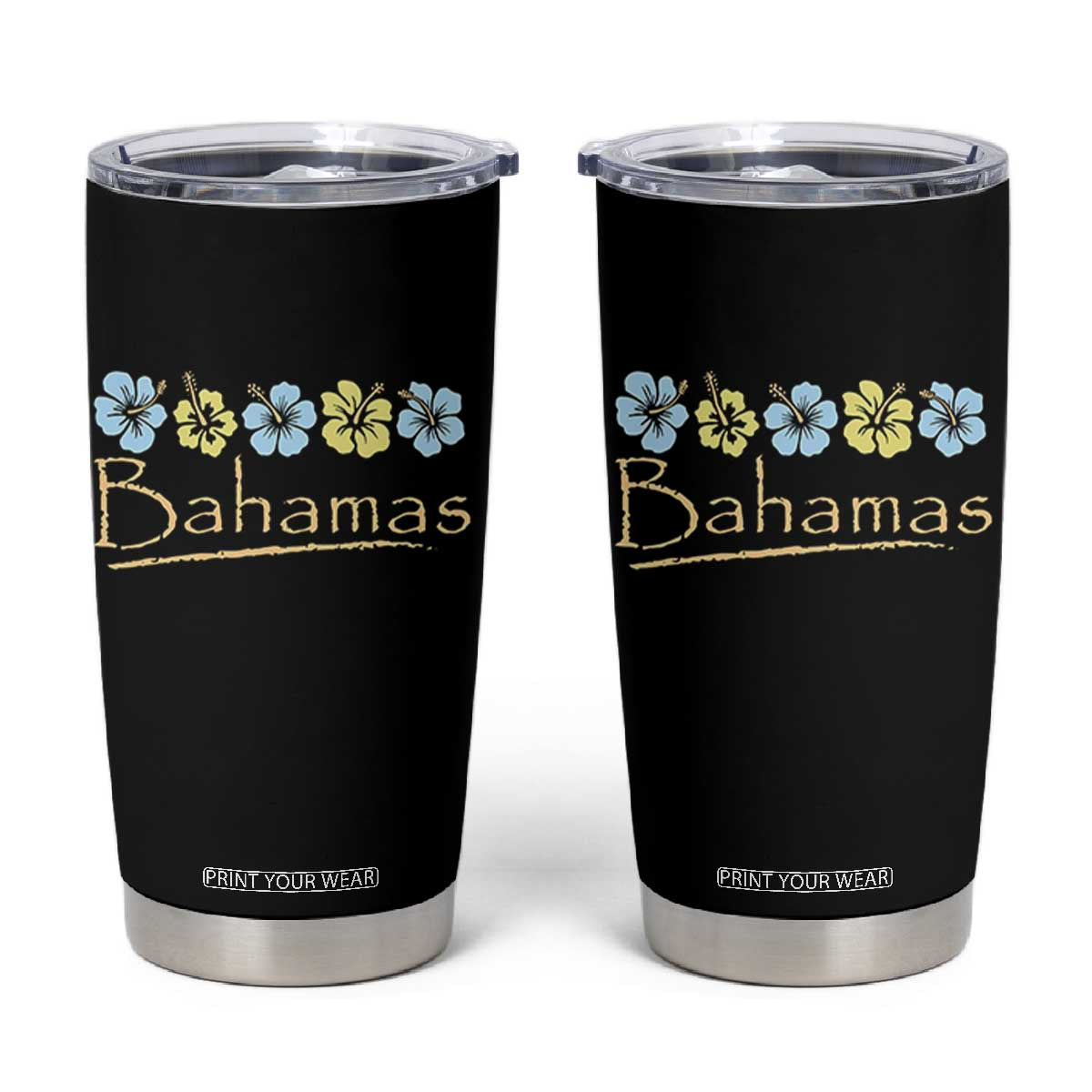 Bahamas Tumbler Cup Hibiscus Flower Summer Beachy Vacation TS10 Black Print Your Wear
