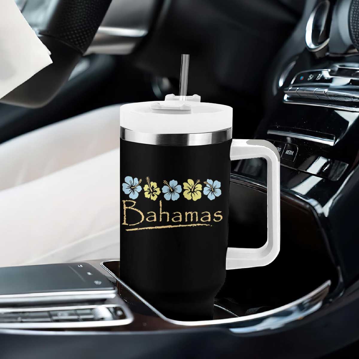 Bahamas Tumbler With Handle Hibiscus Flower Summer Beachy Vacation TS10 Print Your Wear