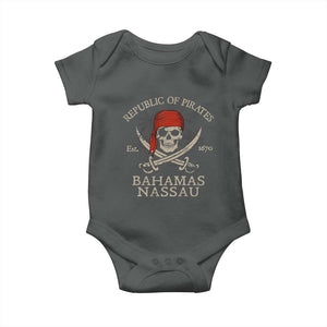 Republic Of Pirates Nassau Bahamas Baby Onesie Vintage Caribbean Summer Vacation TS10 Dark Heather Print Your Wear