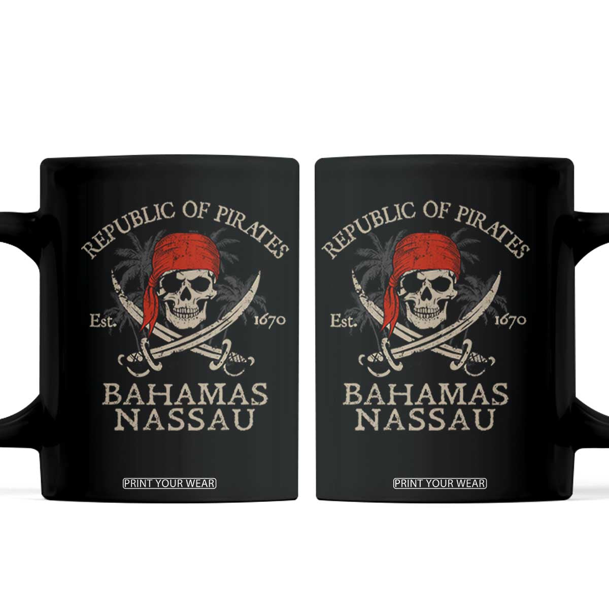 Republic Of Pirates Nassau Bahamas Coffee Mug Vintage Caribbean Summer Vacation TS10 Black Print Your Wear