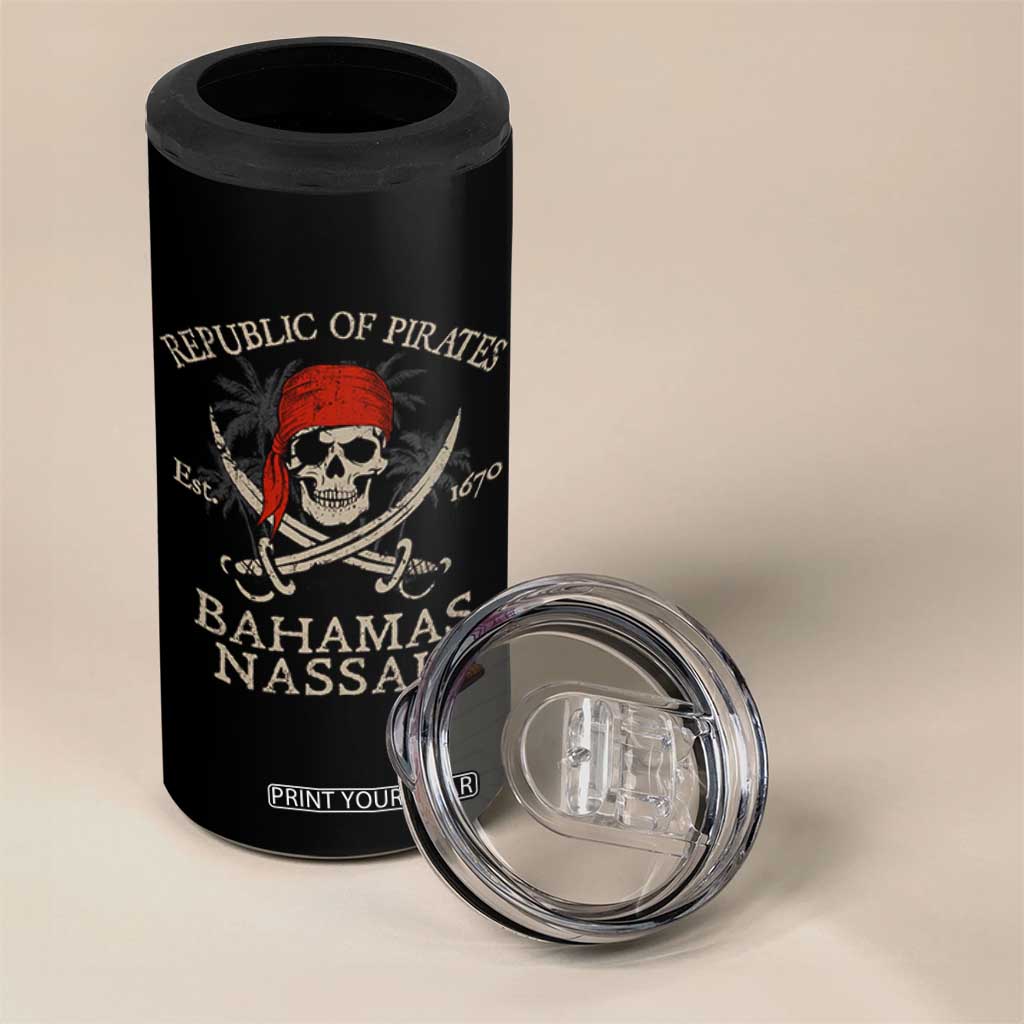 Republic Of Pirates Nassau Bahamas 4 in 1 Can Cooler Tumbler Vintage Caribbean Summer Vacation TS10 Print Your Wear