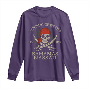 Republic Of Pirates Nassau Bahamas Long Sleeve Shirt Vintage Caribbean Summer Vacation TS10 Purple Print Your Wear