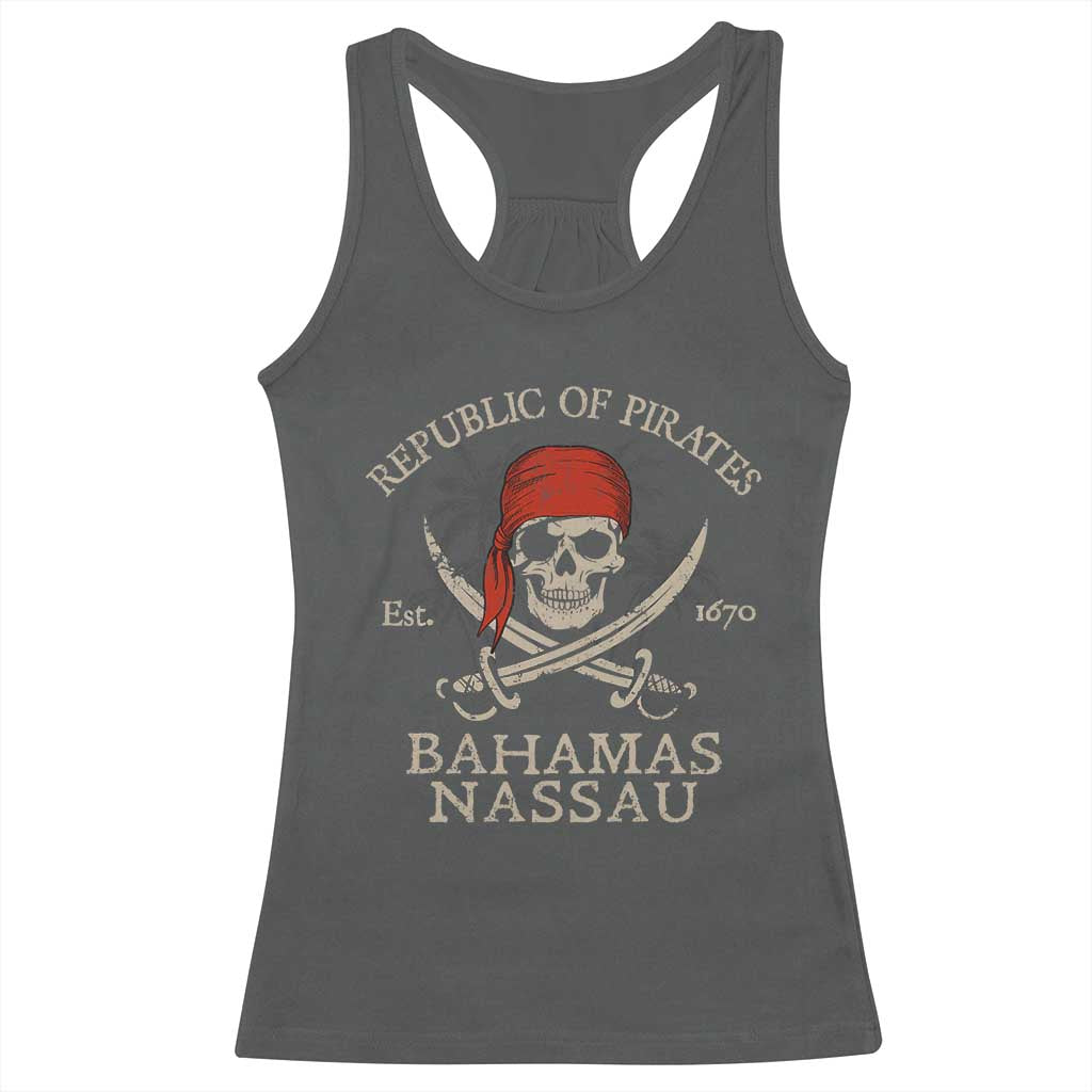 Republic Of Pirates Nassau Bahamas Racerback Tank Top Vintage Caribbean Summer Vacation TS10 Dark Heather Print Your Wear