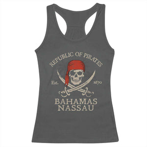 Republic Of Pirates Nassau Bahamas Racerback Tank Top Vintage Caribbean Summer Vacation TS10 Dark Heather Print Your Wear