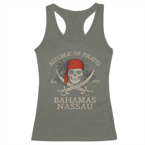 Republic Of Pirates Nassau Bahamas Racerback Tank Top Vintage Caribbean Summer Vacation TS10 Military Green Print Your Wear