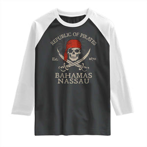 Republic Of Pirates Nassau Bahamas Raglan Shirt Vintage Caribbean Summer Vacation TS10 Black White Print Your Wear