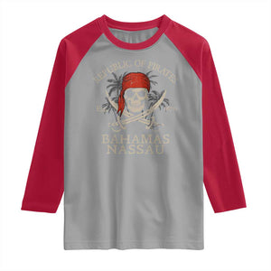 Republic Of Pirates Nassau Bahamas Raglan Shirt Vintage Caribbean Summer Vacation TS10 Sport Gray Red Print Your Wear