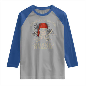 Republic Of Pirates Nassau Bahamas Raglan Shirt Vintage Caribbean Summer Vacation TS10 Sport Gray Royal Print Your Wear