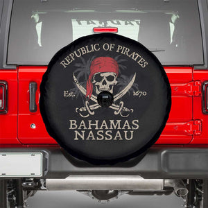 Republic Of Pirates Nassau Bahamas Spare Tire Cover Vintage Caribbean Summer Vacation TS10 Black Print Your Wear