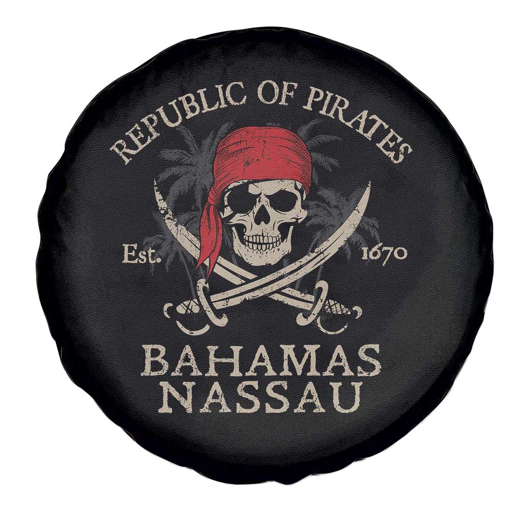 Republic Of Pirates Nassau Bahamas Spare Tire Cover Vintage Caribbean Summer Vacation TS10 Print Your Wear
