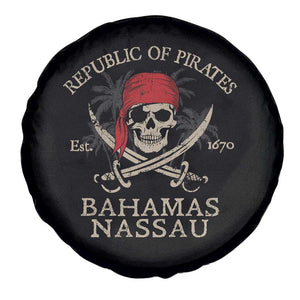 Republic Of Pirates Nassau Bahamas Spare Tire Cover Vintage Caribbean Summer Vacation TS10 Print Your Wear